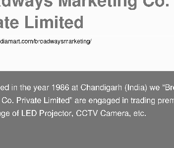 Broadways Marketing Co Pvt Ltd